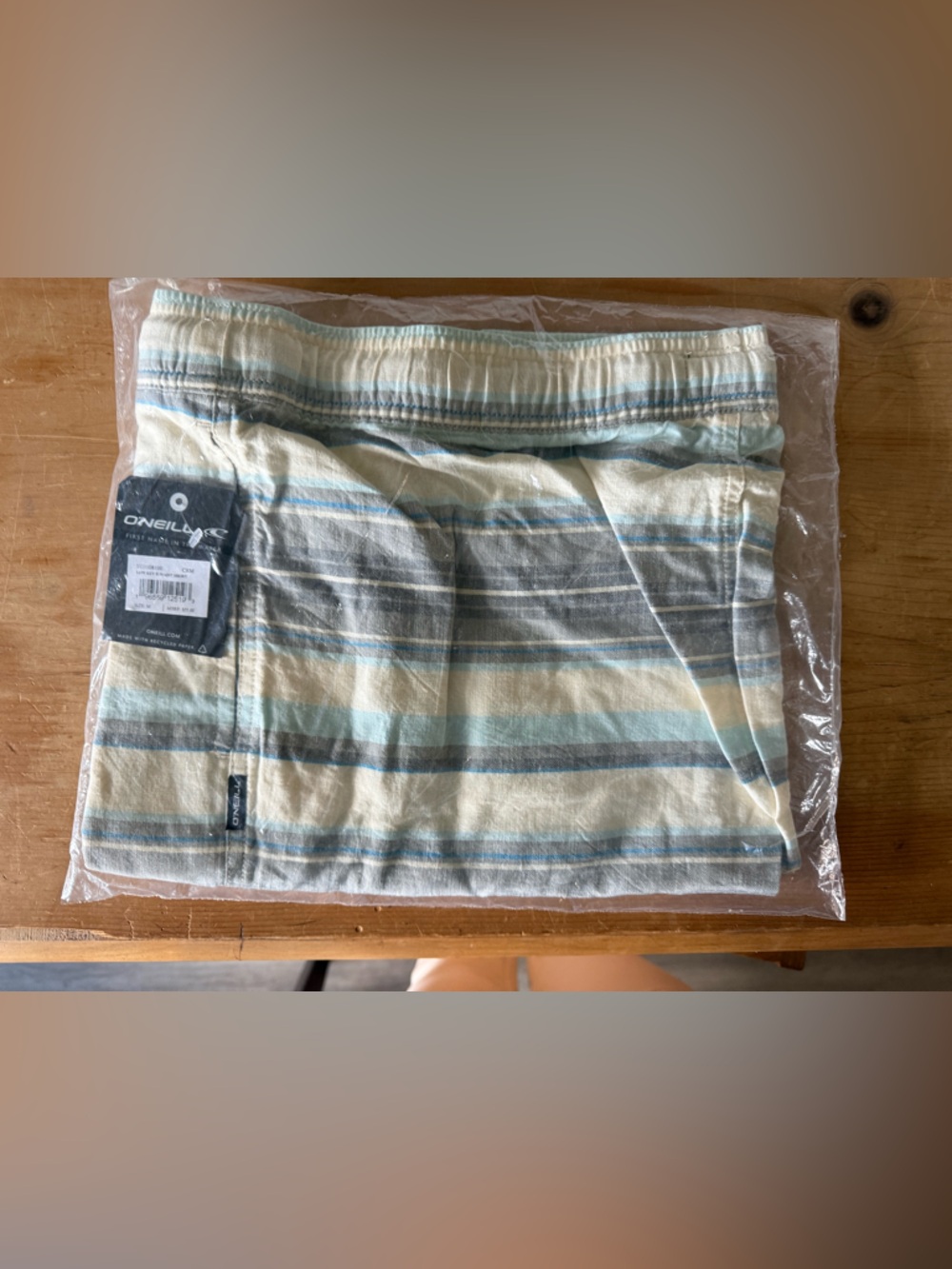 O'Neill Striped Casual Shorts in Cream, Light Blue & Gray